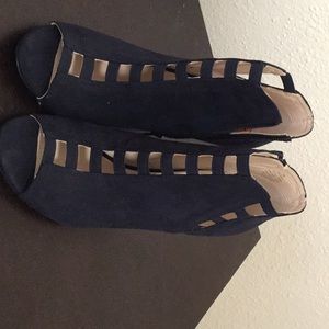 Navy open toe bootie - never worn